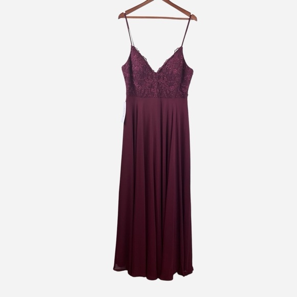Azazie Burgundy Maxi Dress - Picture 3 of 15